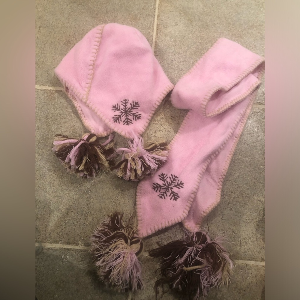 Pink Snowflake Kids Scarf and Hat Set and Cream snowflake set GAP